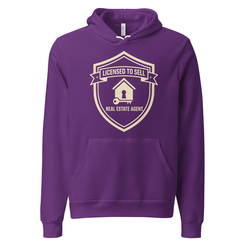Licensed to Sell real estate agent hoodie — Team Purple, front