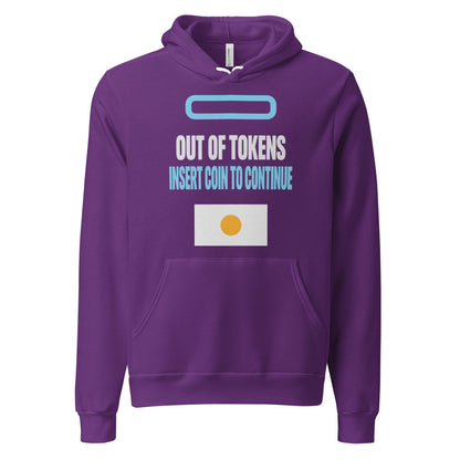 Insert Coin To Continue out of tokens hoodie — Team Purple, front