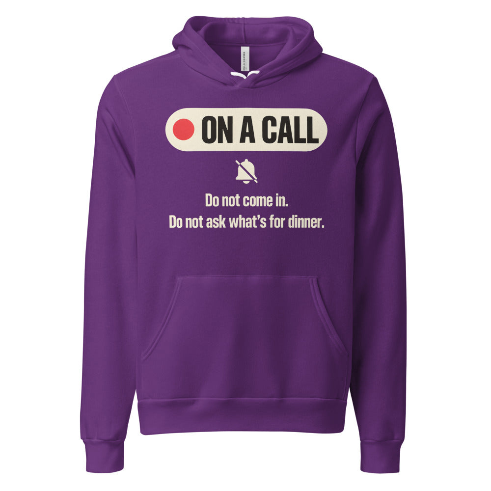 On A Call do not disturb status unisex hoodie — Team Purple, front