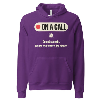 On A Call do not disturb status unisex hoodie — Team Purple, front
