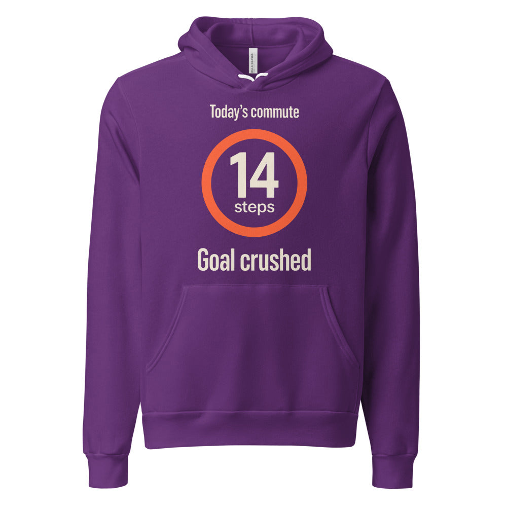 Today's Commute 14 Steps work from home unisex hoodie — Team Purple, front