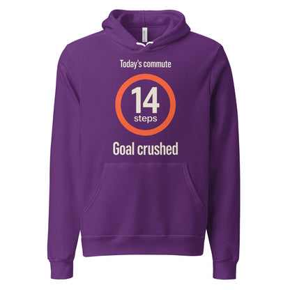 Today's Commute 14 Steps work from home unisex hoodie — Team Purple, front