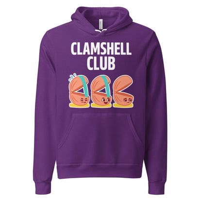 Clamshell Club funny physical therapy hoodie — Team Purple, front