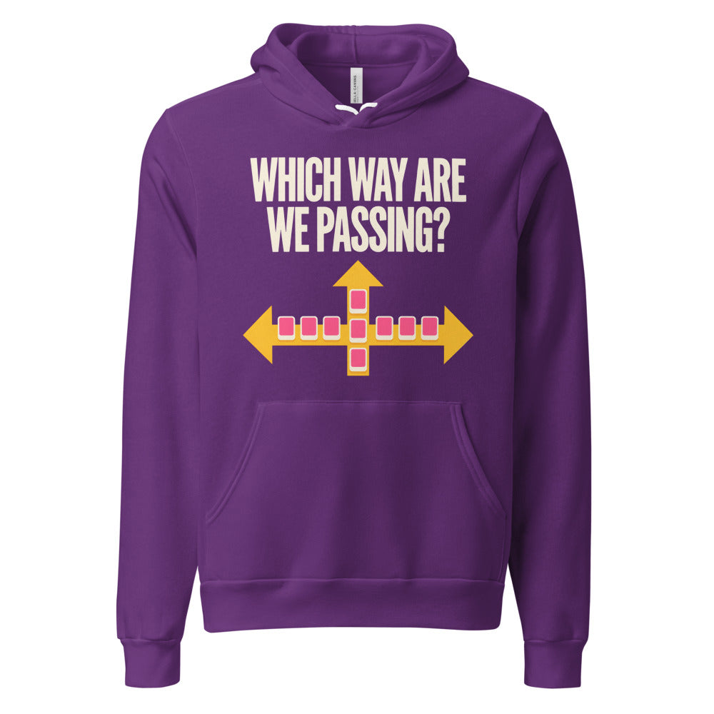 Which Way Are We Passing funny mahjong hoodie — Team Purple, front