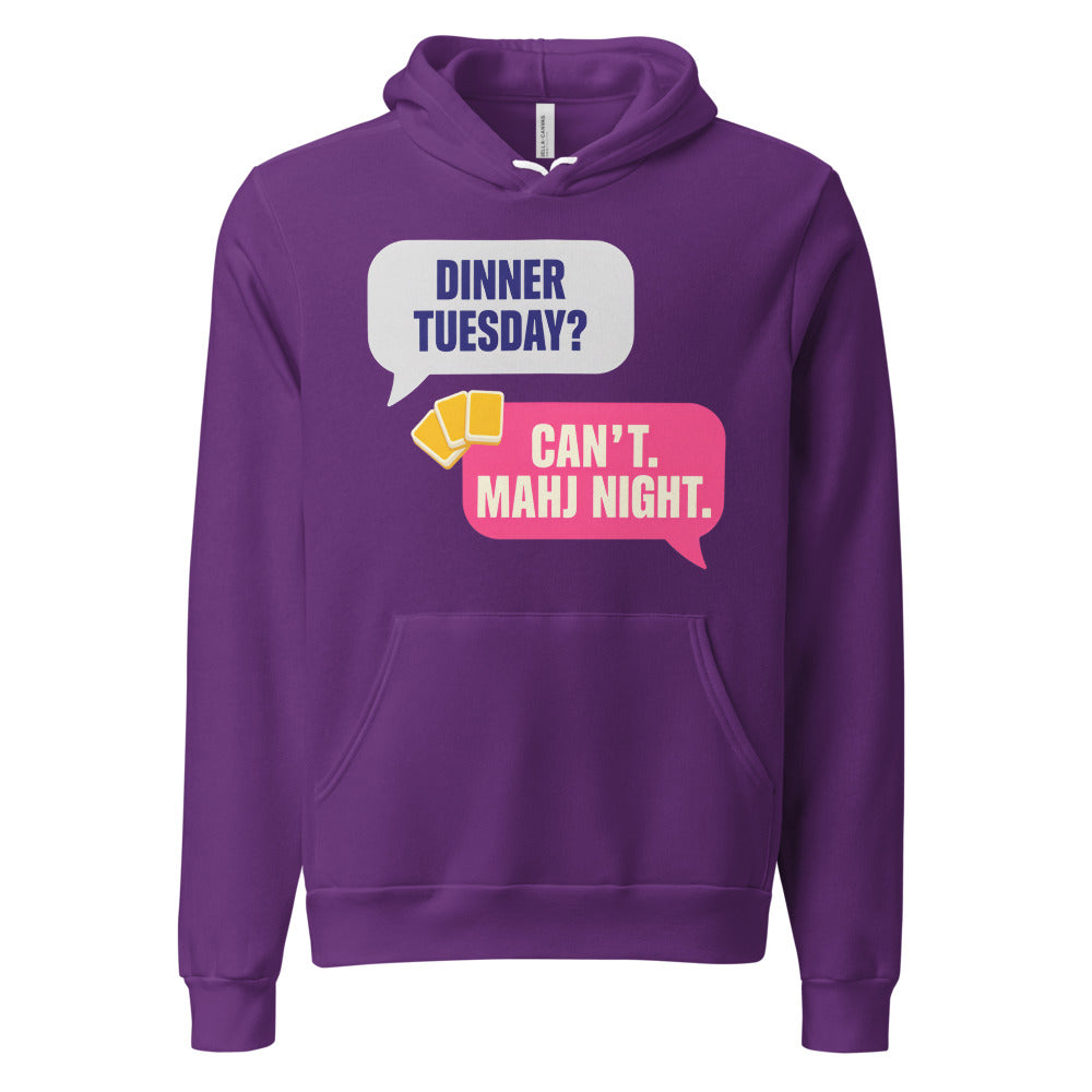 Mahj Night funny mahjong hoodie — Team Purple, front