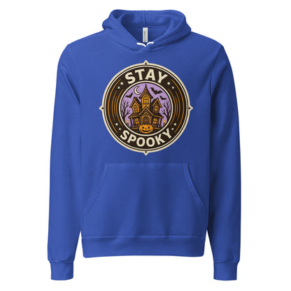 Stay Spooky retro Halloween vintage badge hoodie — True Royal, front