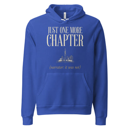 Just One More Chapter book lover dark academia hoodie — True Royal, front