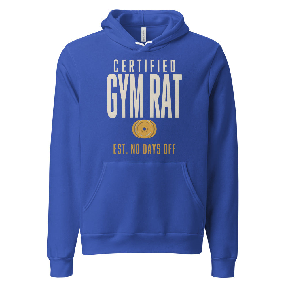 Certified Gym Rat vintage athletic hoodie — True Royal, front