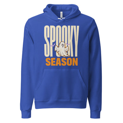 Spooky Season retro Halloween ghost typography hoodie — True Royal, front