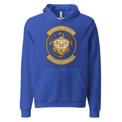 Roll For Initiative d20 dragon tabletop RPG hoodie — True Royal, front