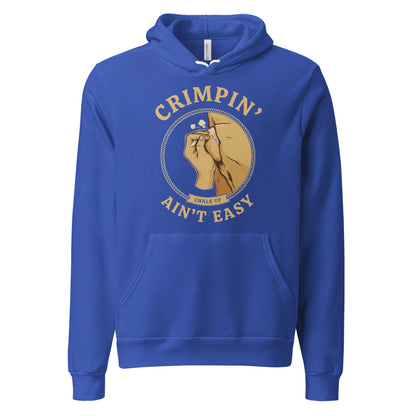 Crimpin' Ain't Easy bouldering badge hoodie — True Royal, front