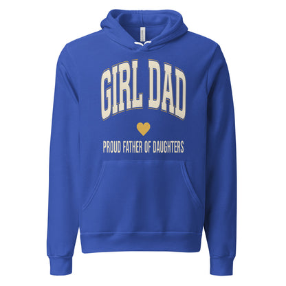 Girl Dad retro varsity hoodie — True Royal, front