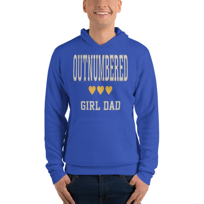Girl Dad Outnumbered & Proud hoodie — True Royal, on model