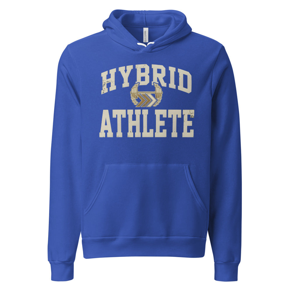 Hybrid Athlete vintage varsity hoodie — True Royal, front