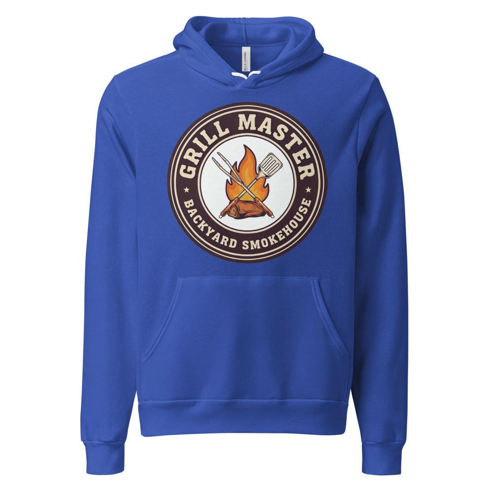 Grill Master retro backyard smokehouse hoodie — True Royal, front