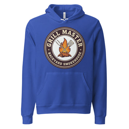 Grill Master retro backyard smokehouse hoodie — True Royal, front