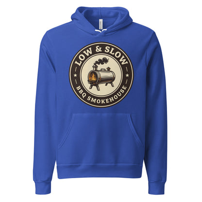 Low & Slow BBQ smoker hoodie — True Royal, front
