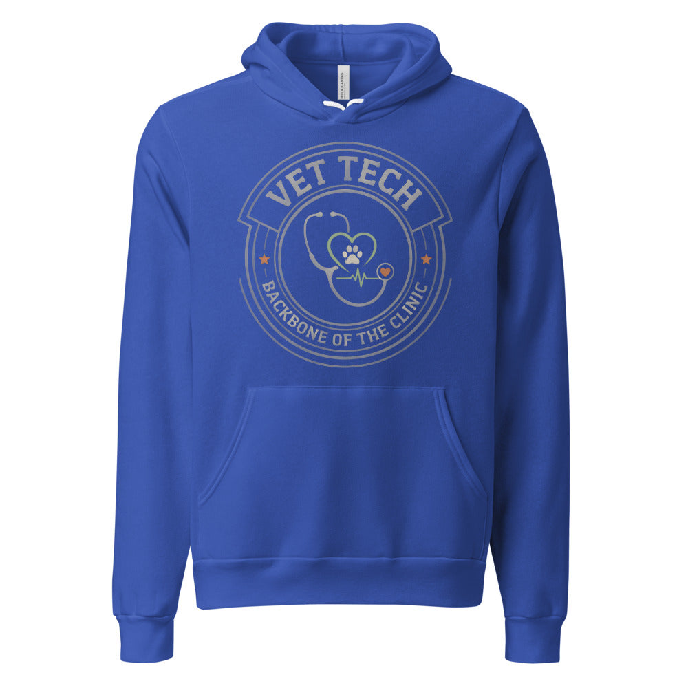 Vet Tech Crest retro veterinary technician hoodie — True Royal, front