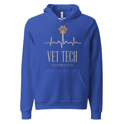 Every Heartbeat Matters minimalist vet tech hoodie — True Royal, front