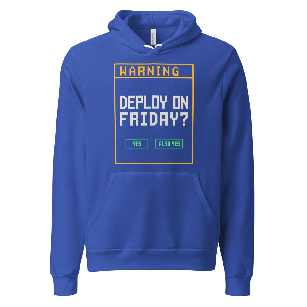 Deploy On Friday programmer hoodie — True Royal, front