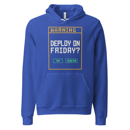 Deploy On Friday programmer hoodie — True Royal, front