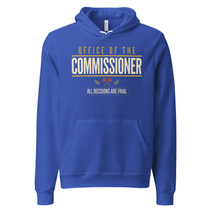 Office of the Commissioner fantasy football draft hoodie — True Royal, front