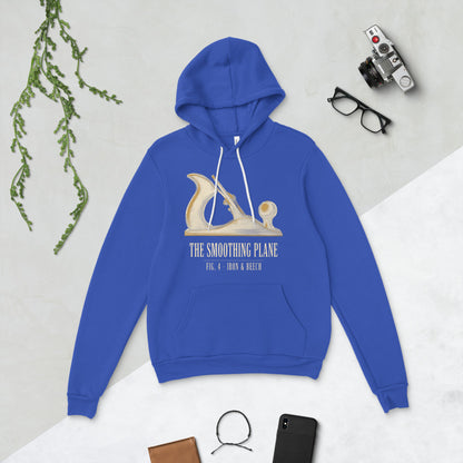 Fig. 4 The Smoothing Plane woodworking hoodie — True Royal, flat lay
