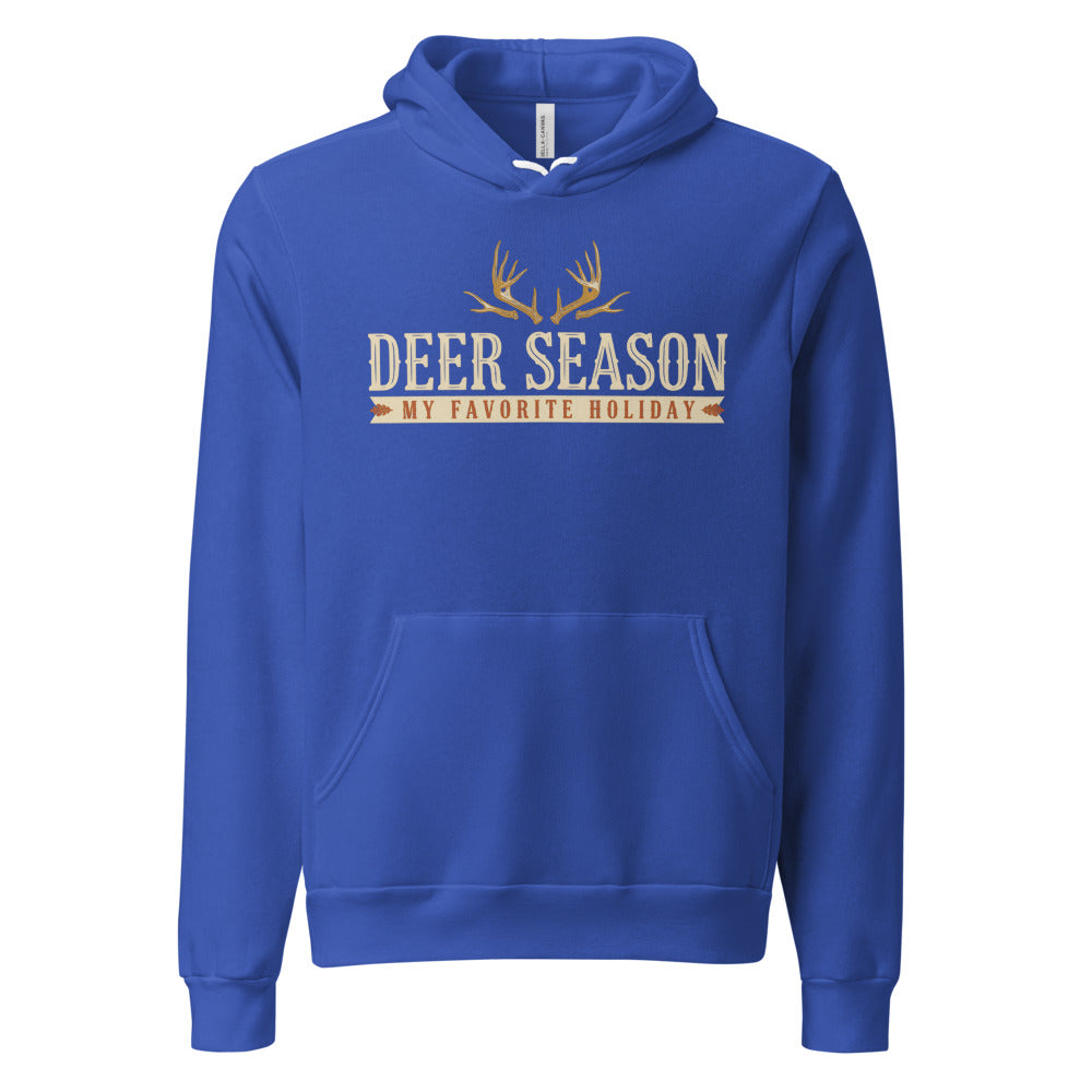 Deer Season My Favorite Holiday deer hunting hoodie — True Royal, front