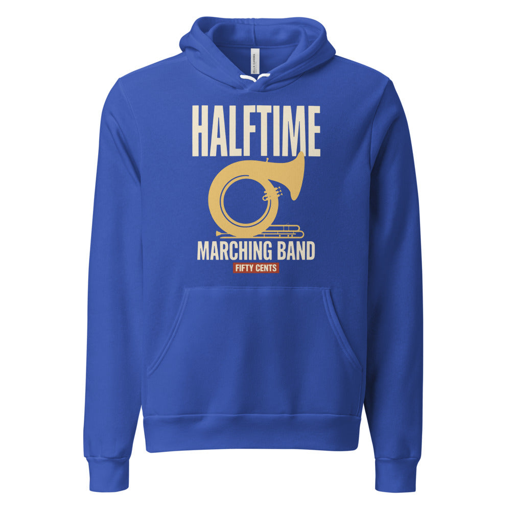 Official Halftime vintage marching band hoodie — True Royal, front