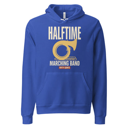 Official Halftime vintage marching band hoodie — True Royal, front