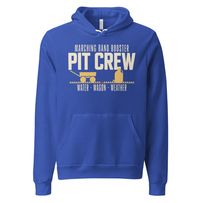 Pit Crew marching band booster hoodie — True Royal, front