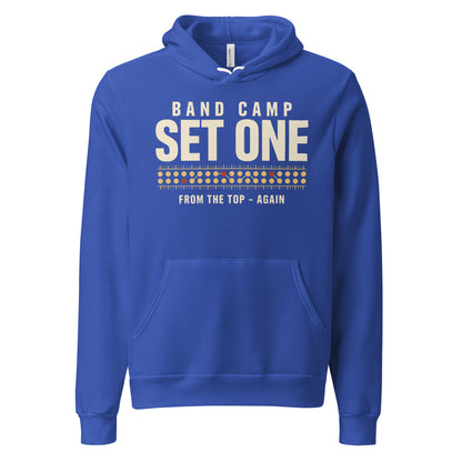 Set One marching band drill chart hoodie — True Royal, front