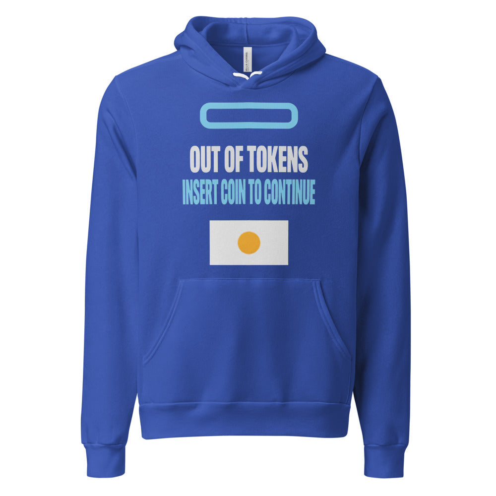 Insert Coin To Continue out of tokens hoodie — True Royal, front