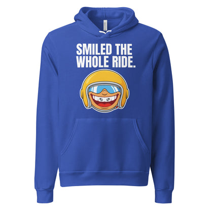 Smiled The Whole Ride funny motorcycle hoodie — True Royal, front