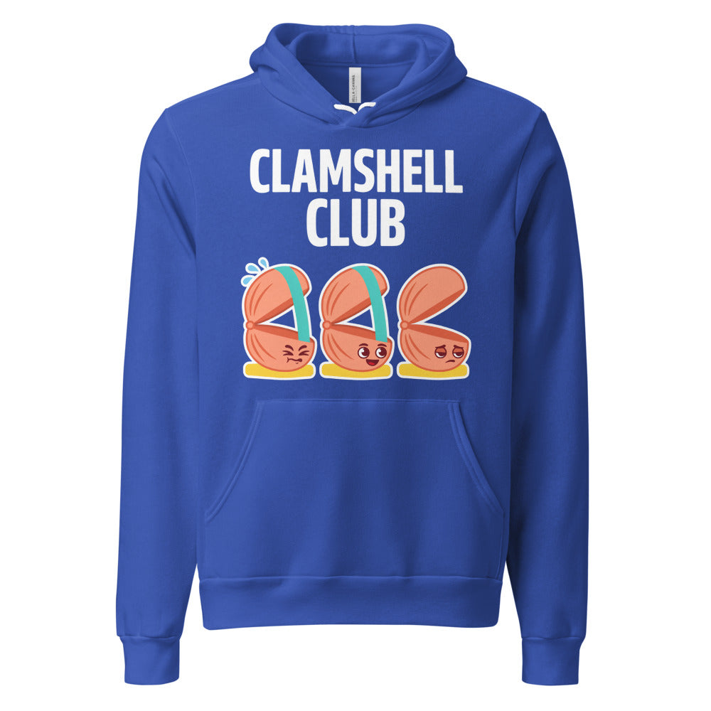 Clamshell Club funny physical therapy hoodie — True Royal, front