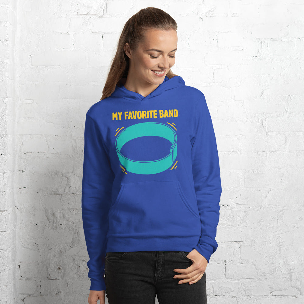 My Favorite Band funny physical therapy hoodie — True Royal, on model