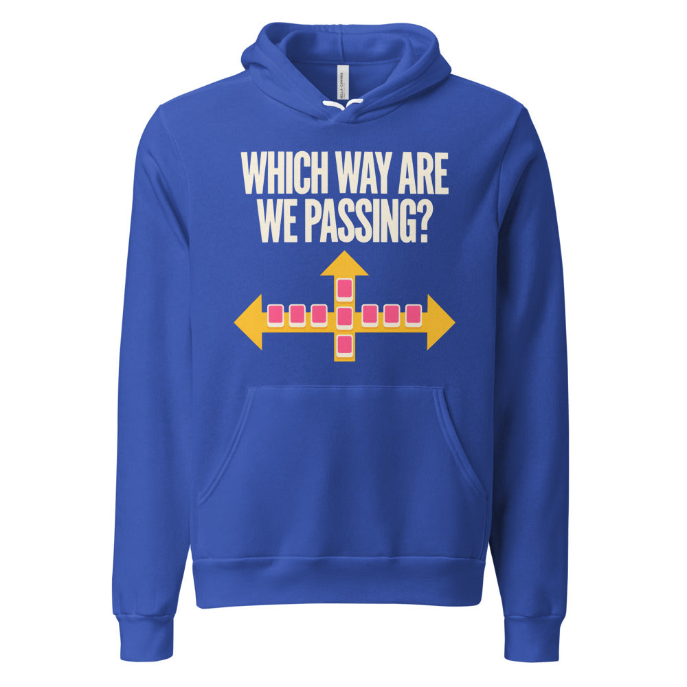 Which Way Are We Passing funny mahjong hoodie — True Royal, front