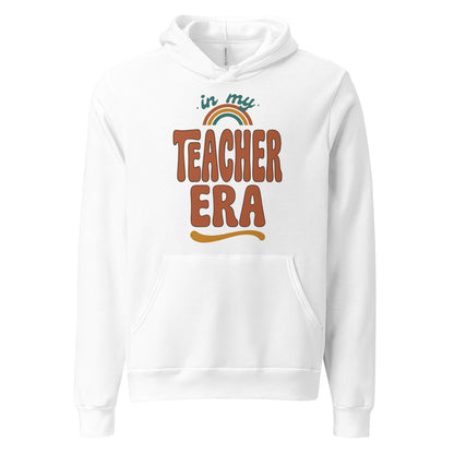 In My Teacher Era retro groovy teacher hoodie — White, front