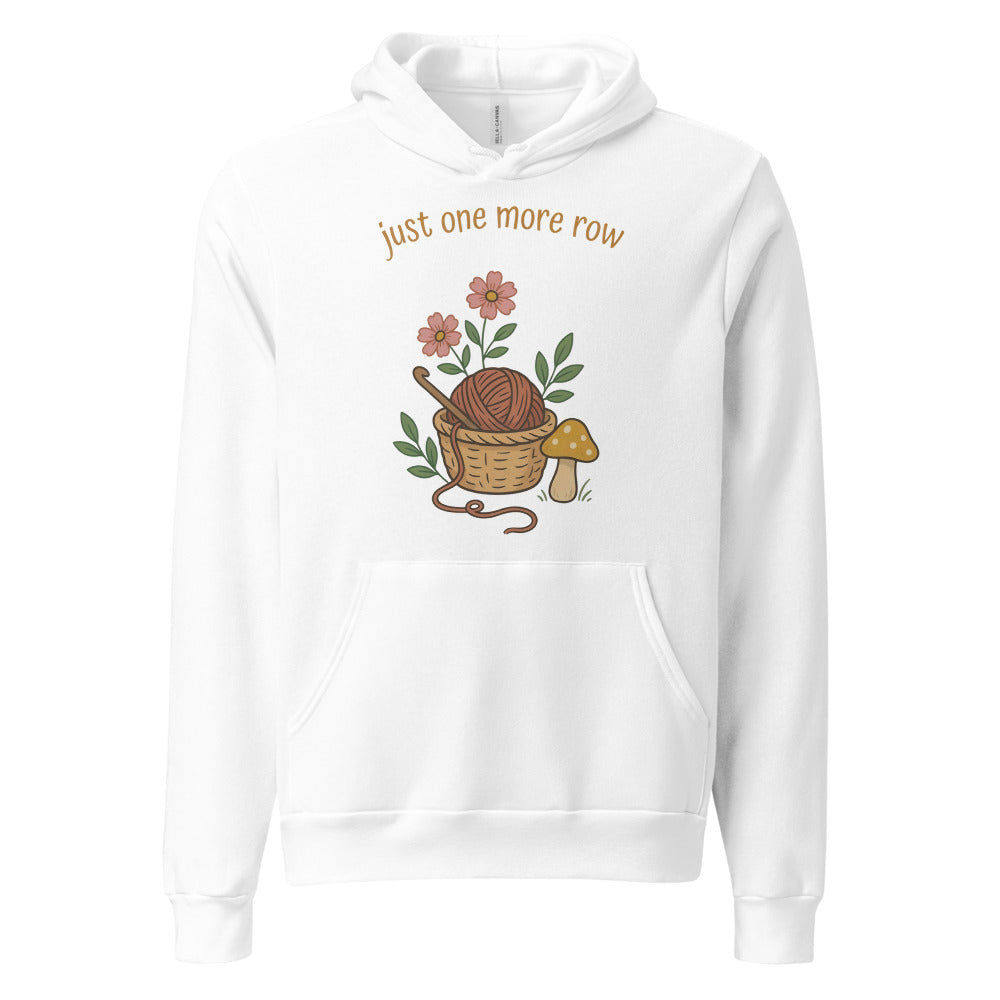 Just One More Row crochet cottagecore hoodie — White, front