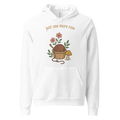 Just One More Row crochet cottagecore hoodie — White, front