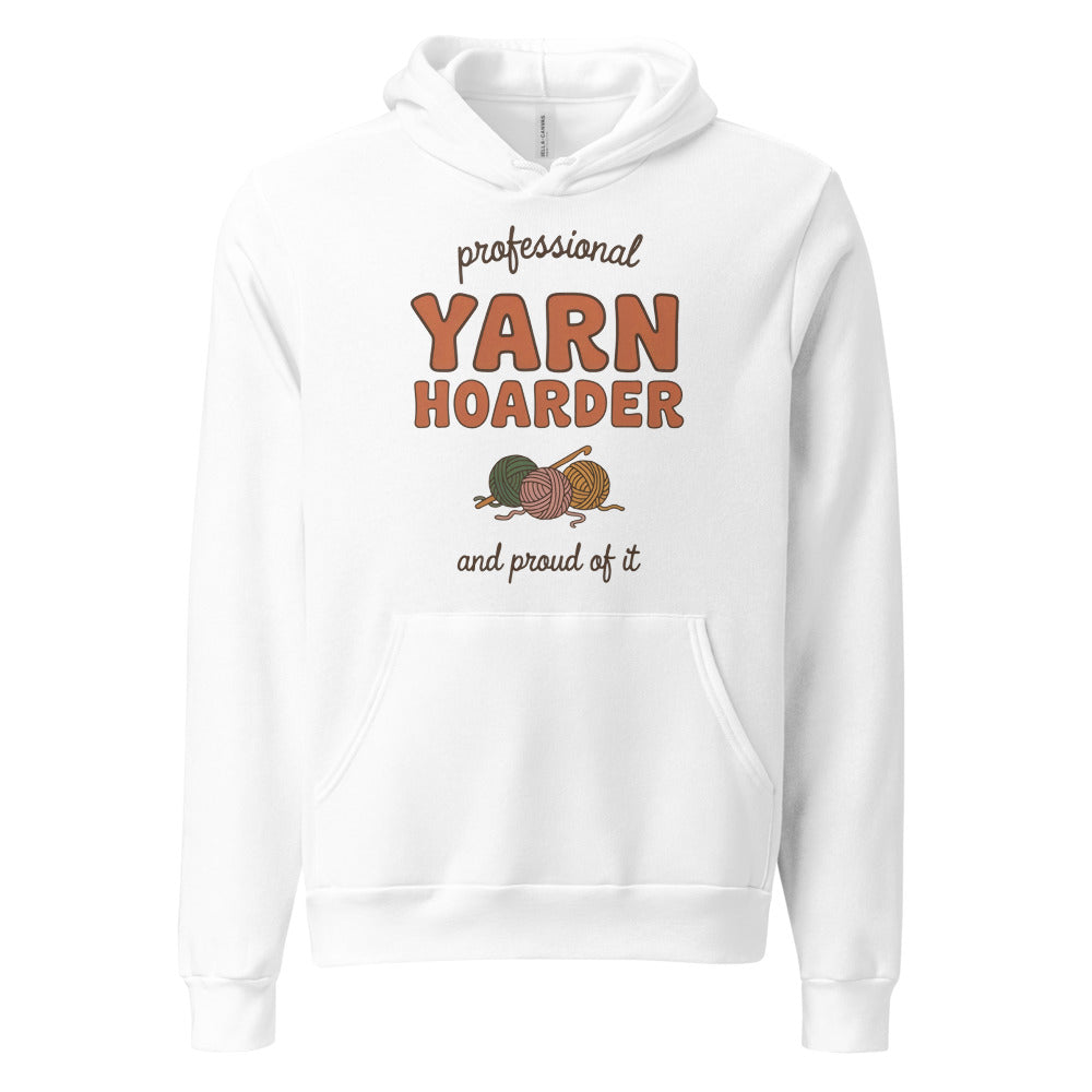 Professional Yarn Hoarder crochet cottagecore hoodie — White, front