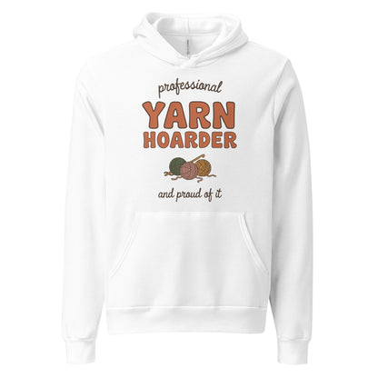 Professional Yarn Hoarder crochet cottagecore hoodie — White, front