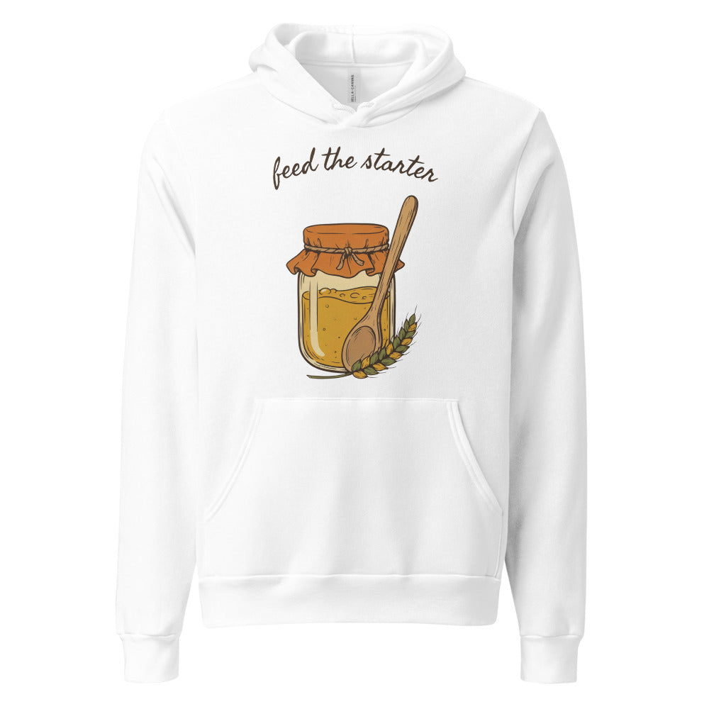 Feed The Starter sourdough baker hoodie — White, front