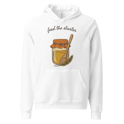 Feed The Starter sourdough baker hoodie — White, front