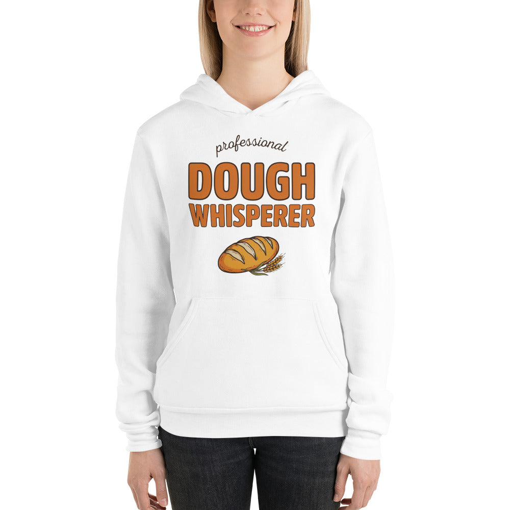 Professional Dough Whisperer funny baker hoodie — White, on model