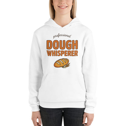 Professional Dough Whisperer funny baker hoodie — White, on model