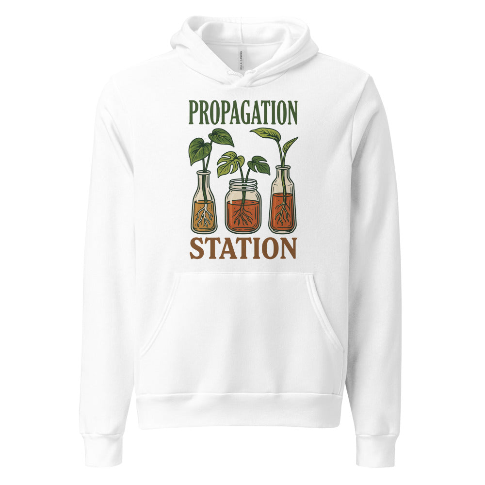 Propagation Station retro botanical plant lover hoodie — White, front