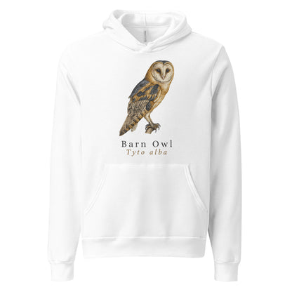 Barn Owl vintage field-guide hoodie — White, front