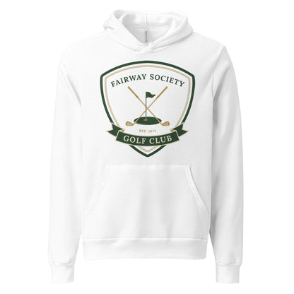 Fairway Society vintage golf club crest hoodie — White, front