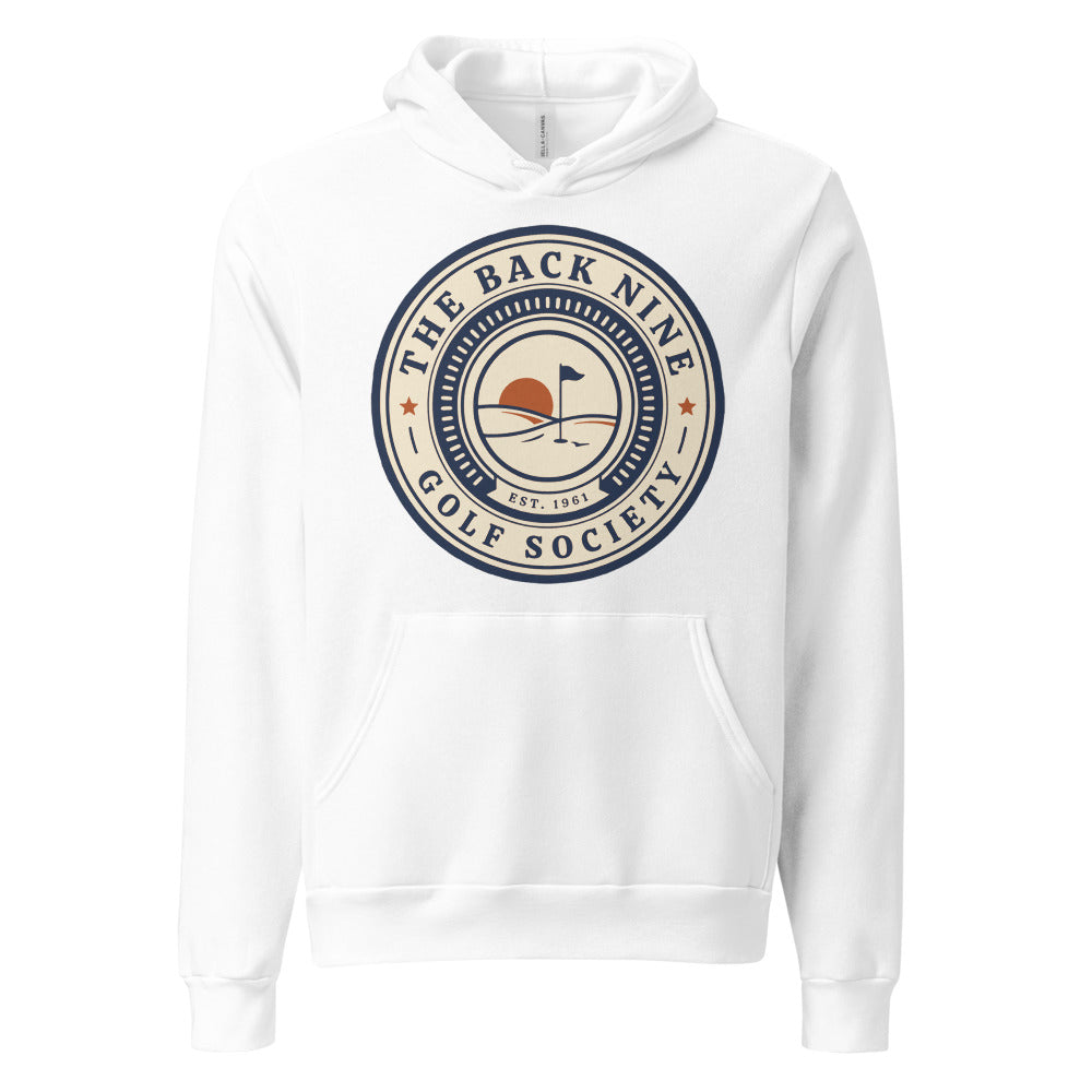 The Back Nine vintage golf roundel hoodie — White, front